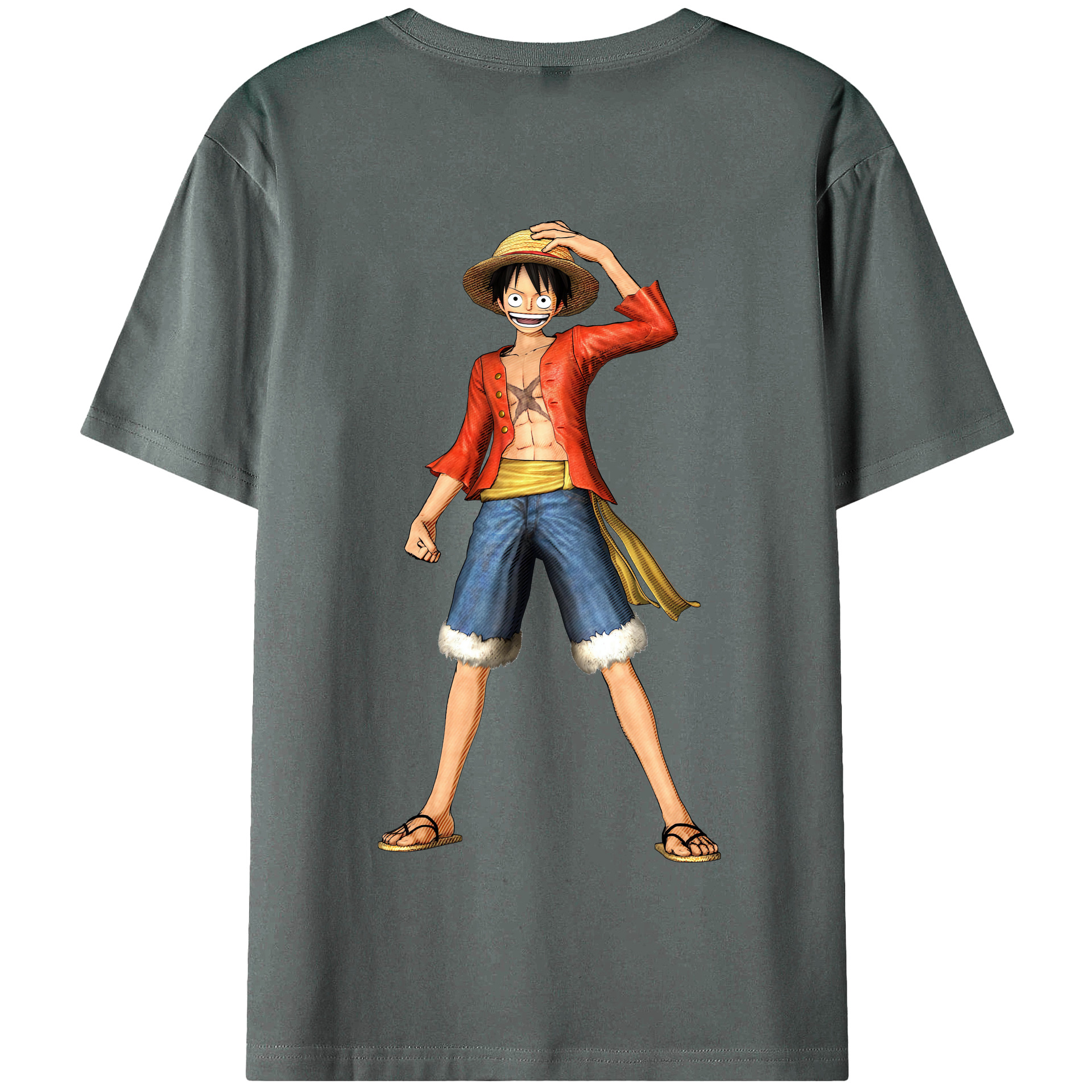 ワンピース モンキー・D・ルフィ ONE PIECE Monkey D. Luffy 綿100％半袖Tシャツ（背面プリント）